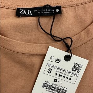 NWT ZARA short sleeve half sheer pleat on front blouse